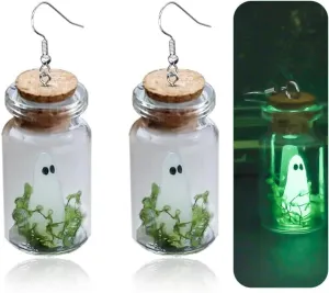 Adopt A Ghost Halloween Earrings for Women, 3D Ghost Pumpkin Corn Glow In The Dark Spooky Earrings Dangle Halloween Day of The Dead Jewelry Gifts