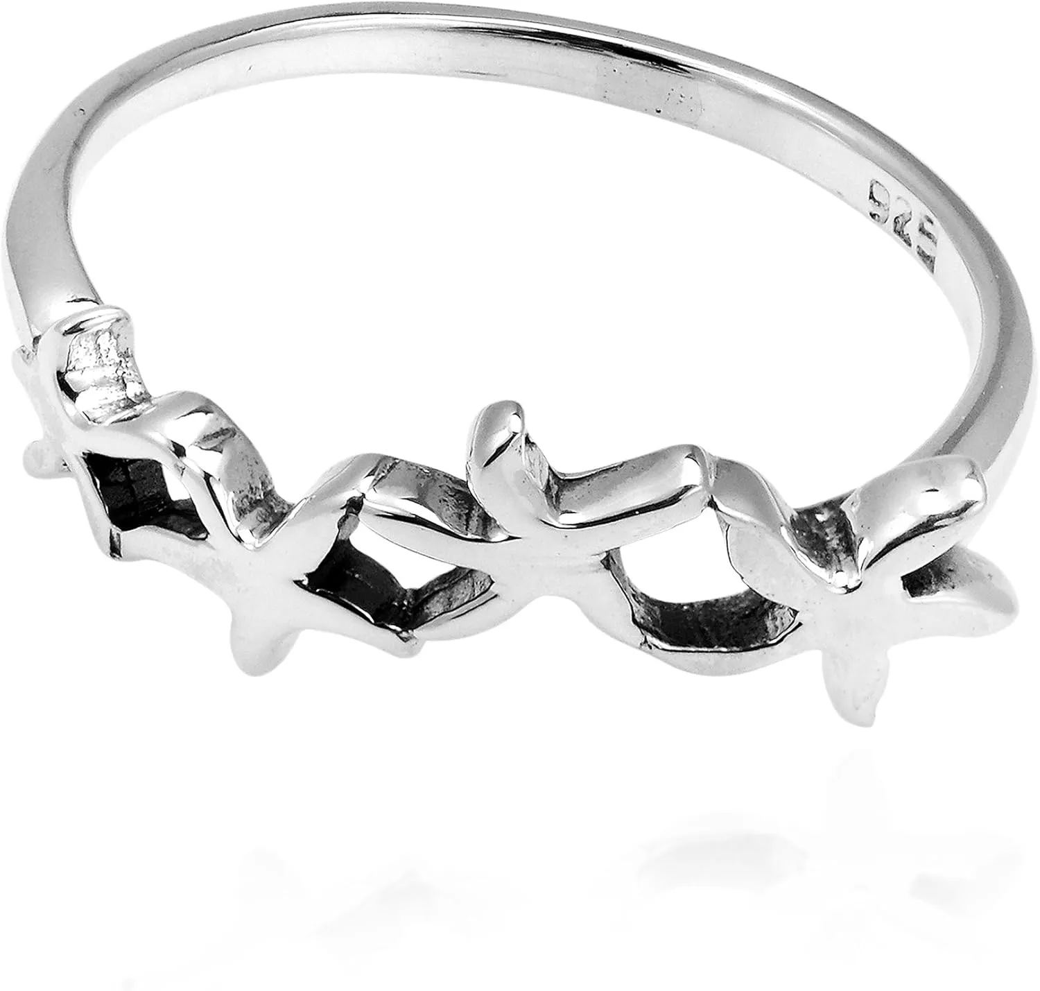 AeraVida Charming Linked Starfish .925 Sterling Silver Ring | Starfish Ring For Women | Sterling Silver Ring | Starfish Sterling Silver Ring