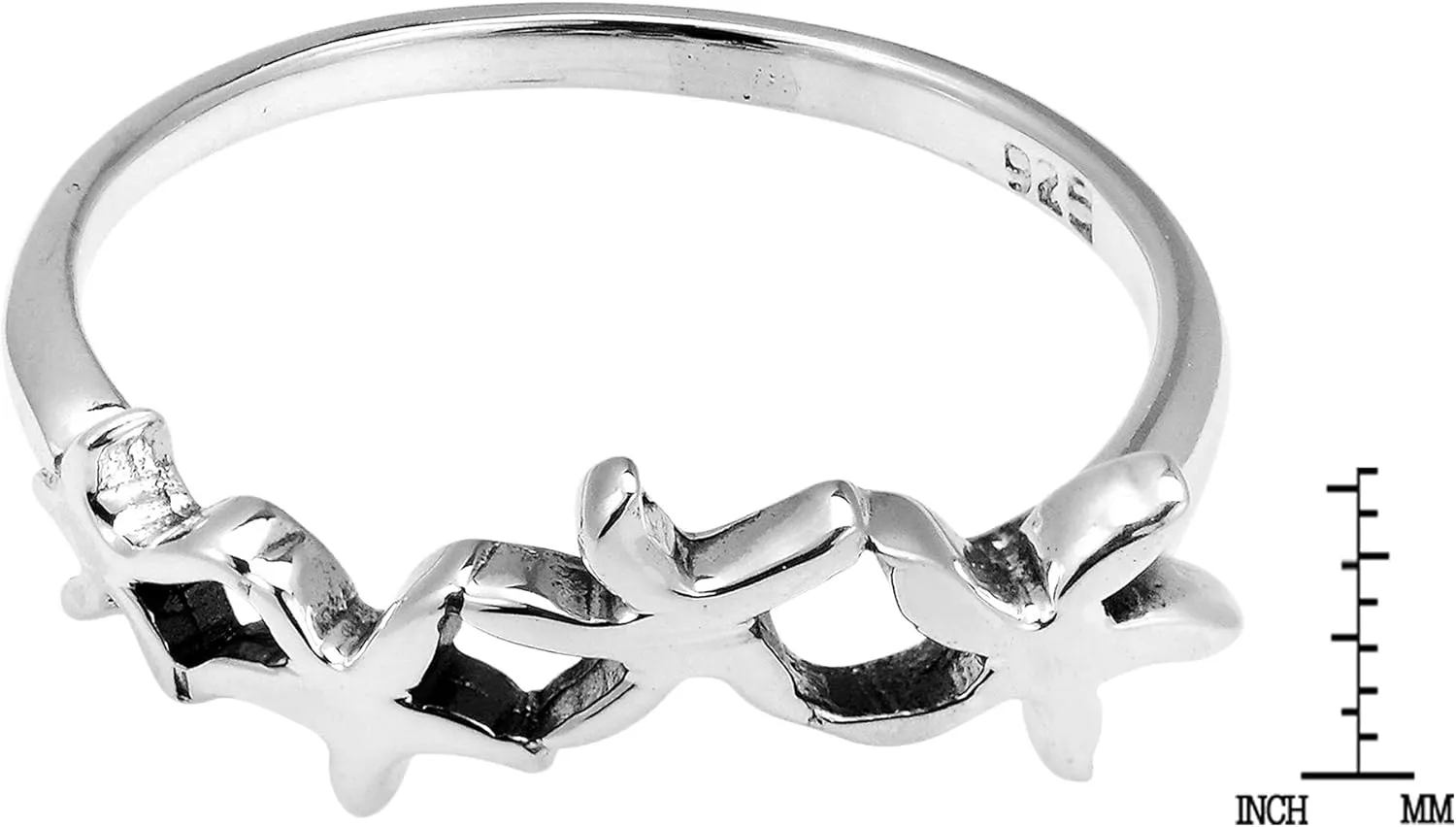 AeraVida Charming Linked Starfish .925 Sterling Silver Ring | Starfish Ring For Women | Sterling Silver Ring | Starfish Sterling Silver Ring