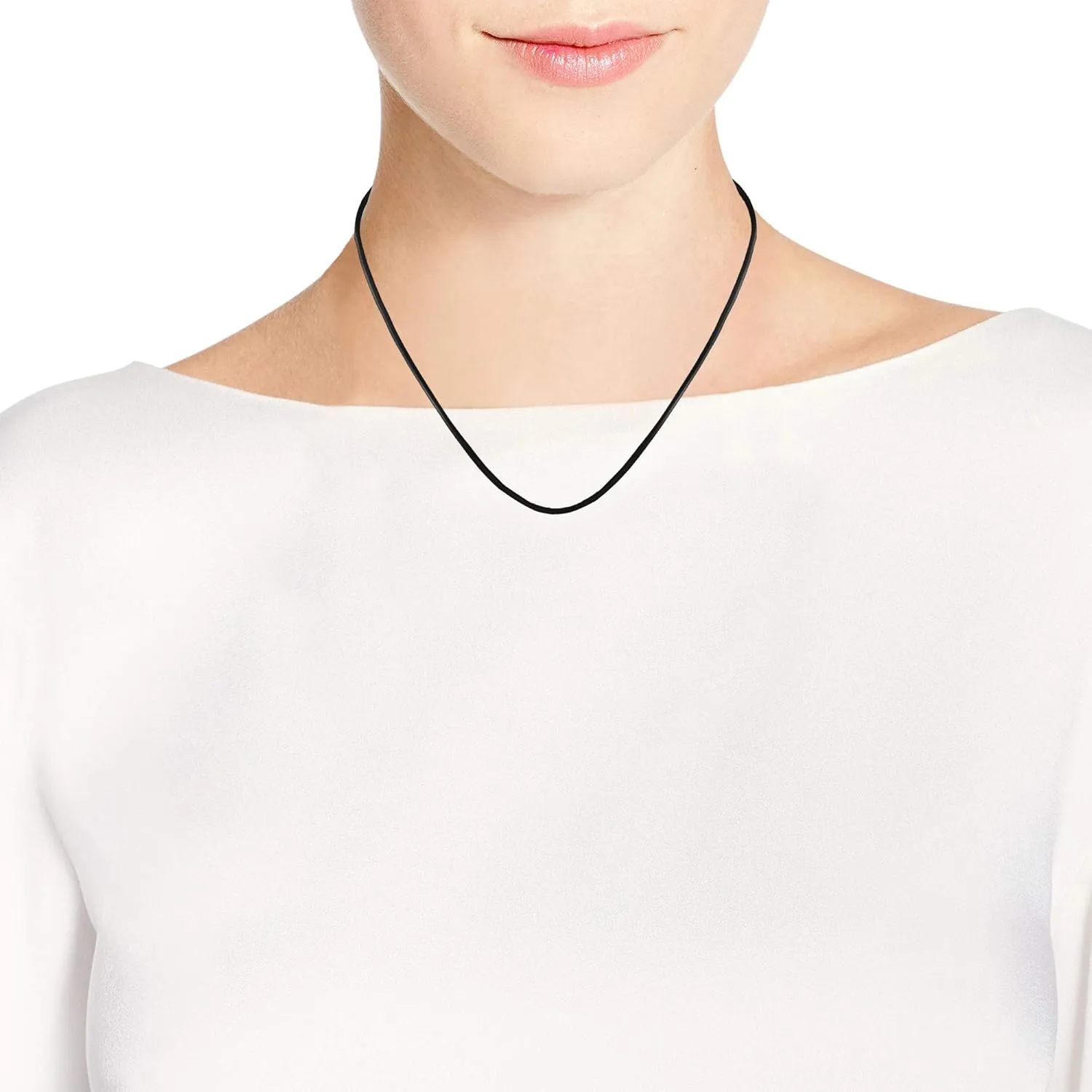 AeraVida Simple and Versatile 2mm Black Rubber Cord 16'', 18'', 20'', 24'' Necklace with .925 Sterling Silver Clasp for Casual Everyday Fashion | Mens Necklace