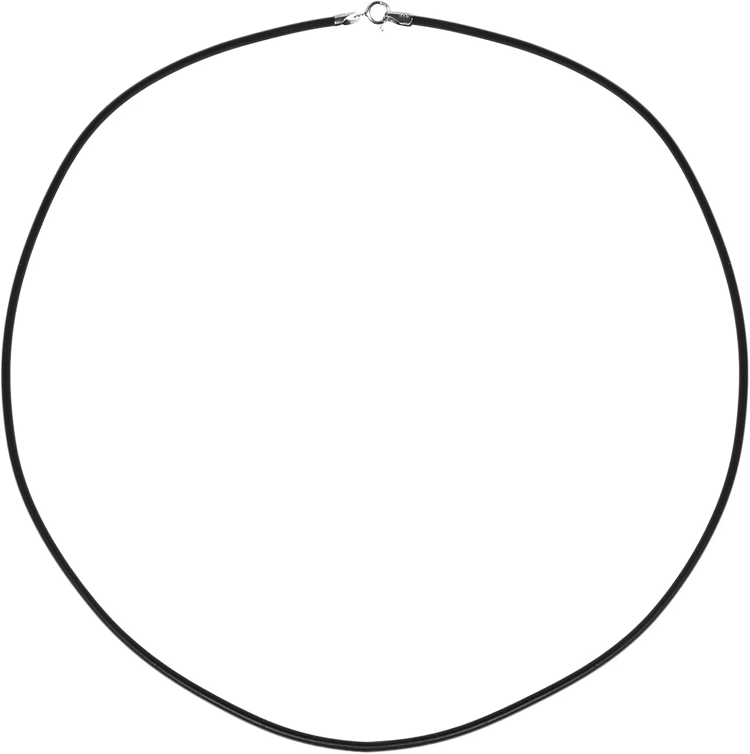 AeraVida Simple and Versatile 2mm Black Rubber Cord 16'', 18'', 20'', 24'' Necklace with .925 Sterling Silver Clasp for Casual Everyday Fashion | Mens Necklace