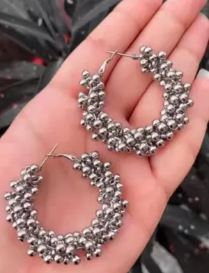 Aishwikas Sliver Oxidised Ghungroo Hoop Earring