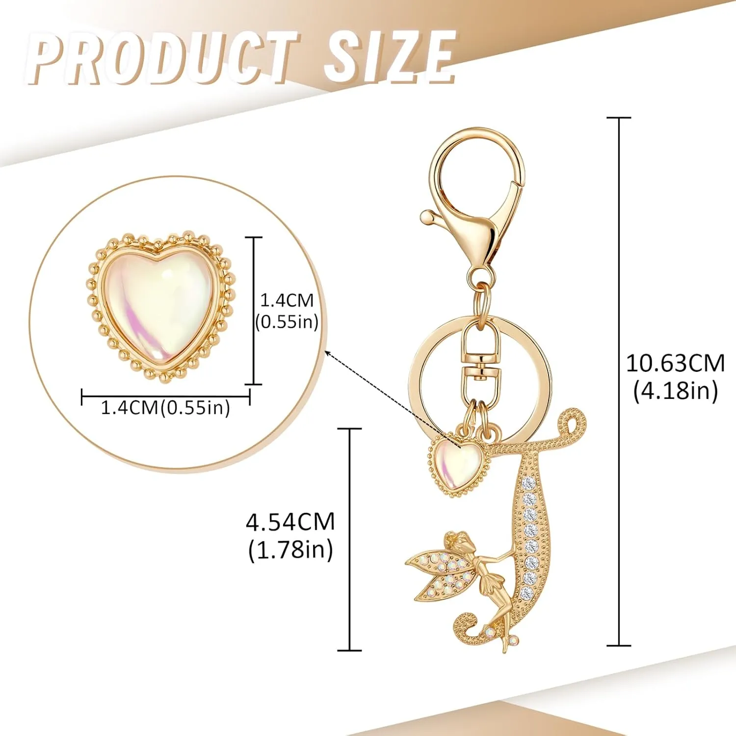 Alphabet Initial Letter Keyring Keychain for Women Girls Gold Plated Crystal Key Chains for Wallet Backpack
