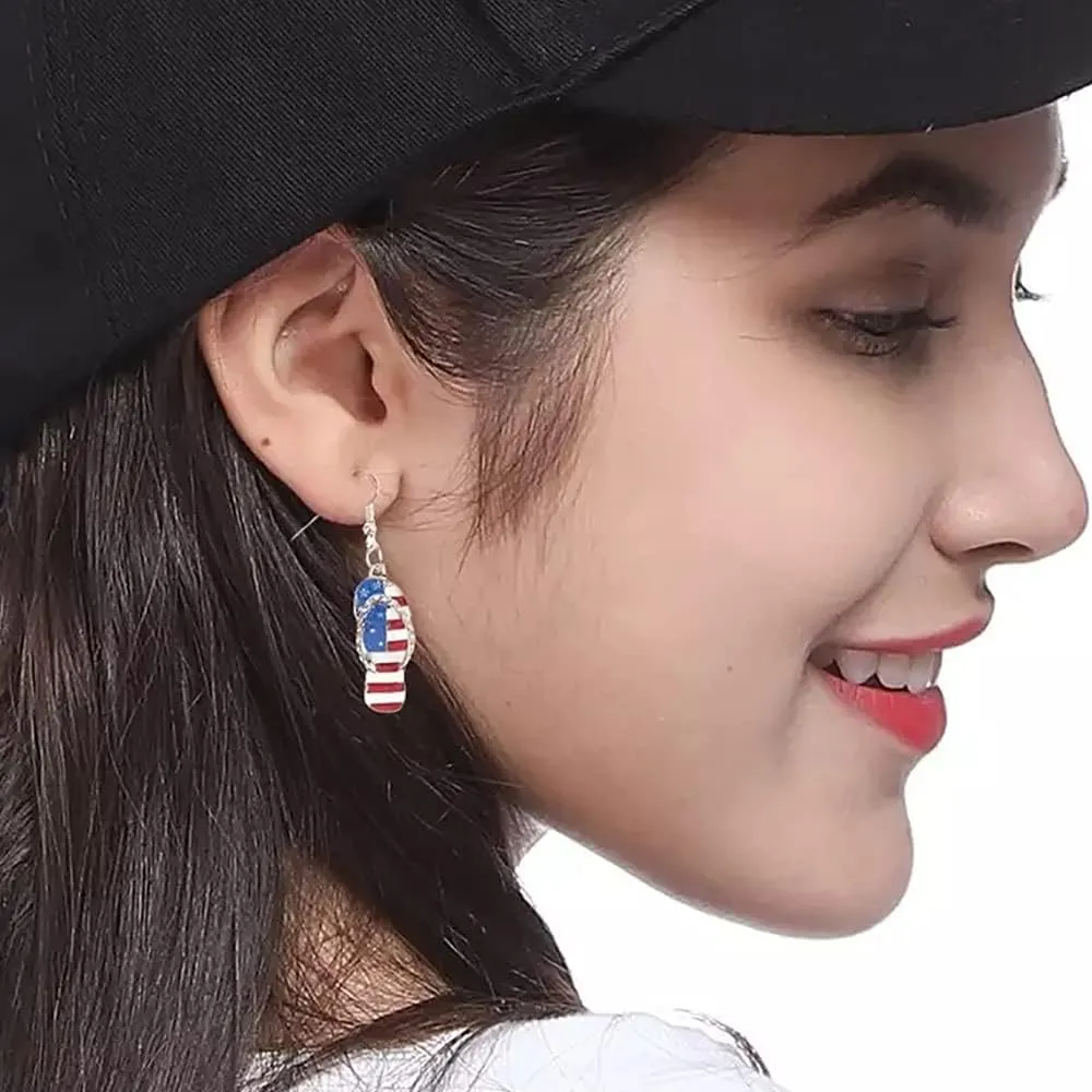 American Flag Earrings Patriotic Red White Blue USA Earring,4th of July Drop Dangle Earring Independence Day Earrings Jewelry for Women