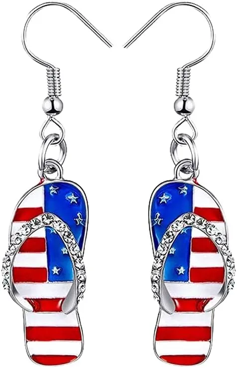 American Flag Earrings Patriotic Red White Blue USA Earring,4th of July Drop Dangle Earring Independence Day Earrings Jewelry for Women