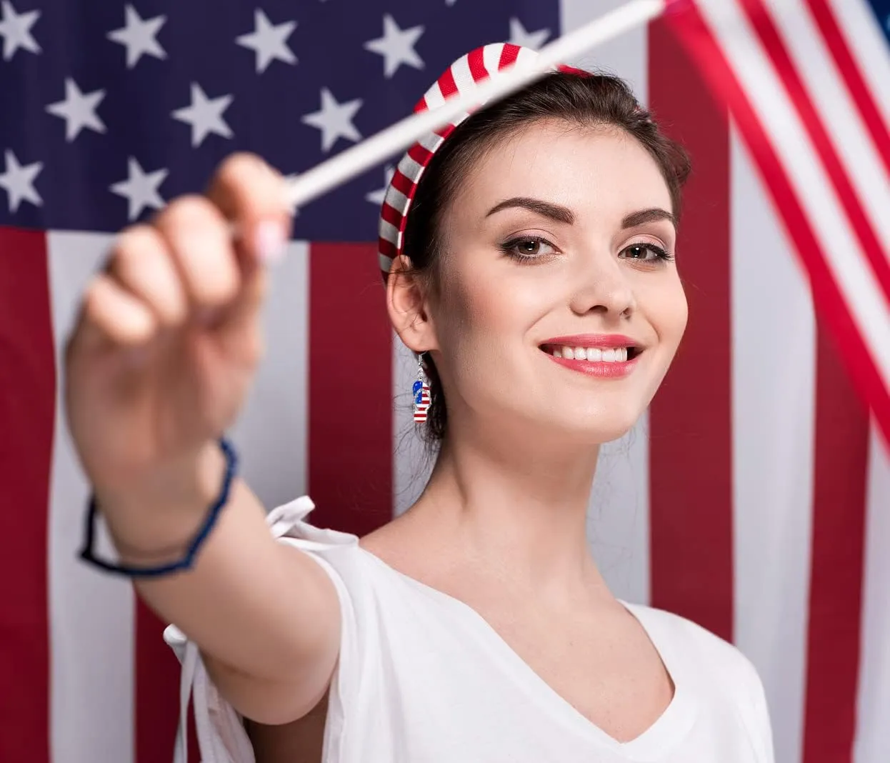 American Flag Earrings Patriotic Red White Blue USA Earring,4th of July Drop Dangle Earring Independence Day Earrings Jewelry for Women