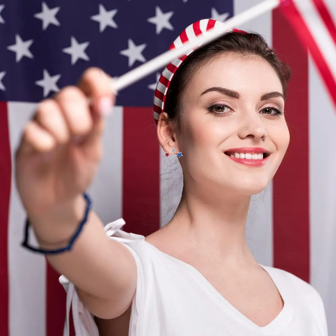 American Flag Earrings Patriotic Red White Blue USA Earring,4th of July Drop Dangle Earring Independence Day Earrings Jewelry for Women