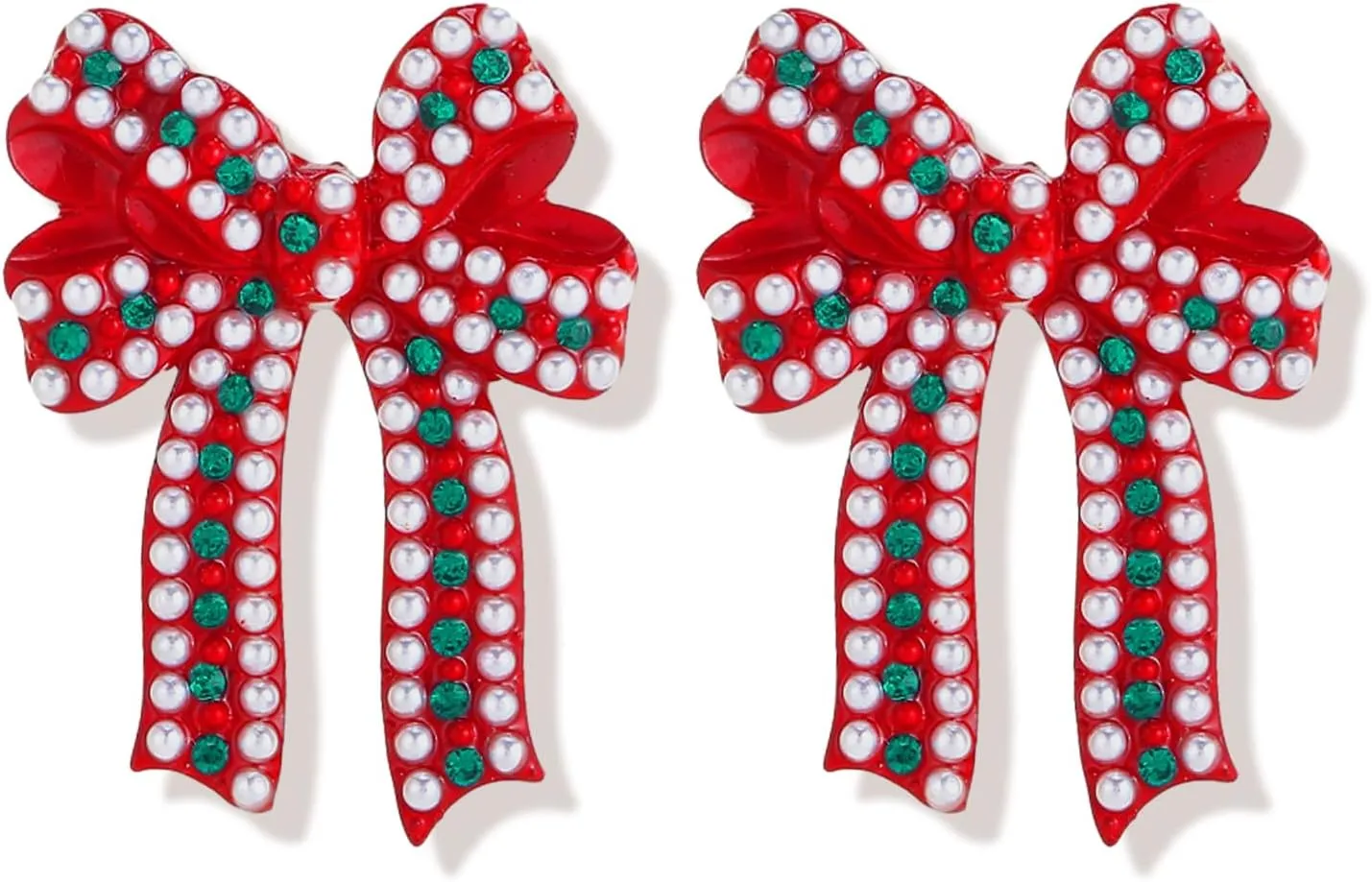 ATIMIGO Merry Christmas Drop Dangle Earrings Cute Christmas Xmas Tree Light Bulb Snowman Santa Candy Cane Socks Red Bow Beaded Dangling Earrings for Women Christmas Gift
