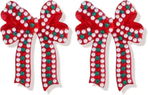 ATIMIGO Merry Christmas Drop Dangle Earrings Cute Christmas Xmas Tree Light Bulb Snowman Santa Candy Cane Socks Red Bow Beaded Dangling Earrings for Women Christmas Gift
