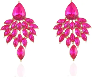 ATIMIGO Rhinestone Cluster Drop Earrings Elegant Crystal Statement Earrings Bridal Wedding Prom Earrings for Women