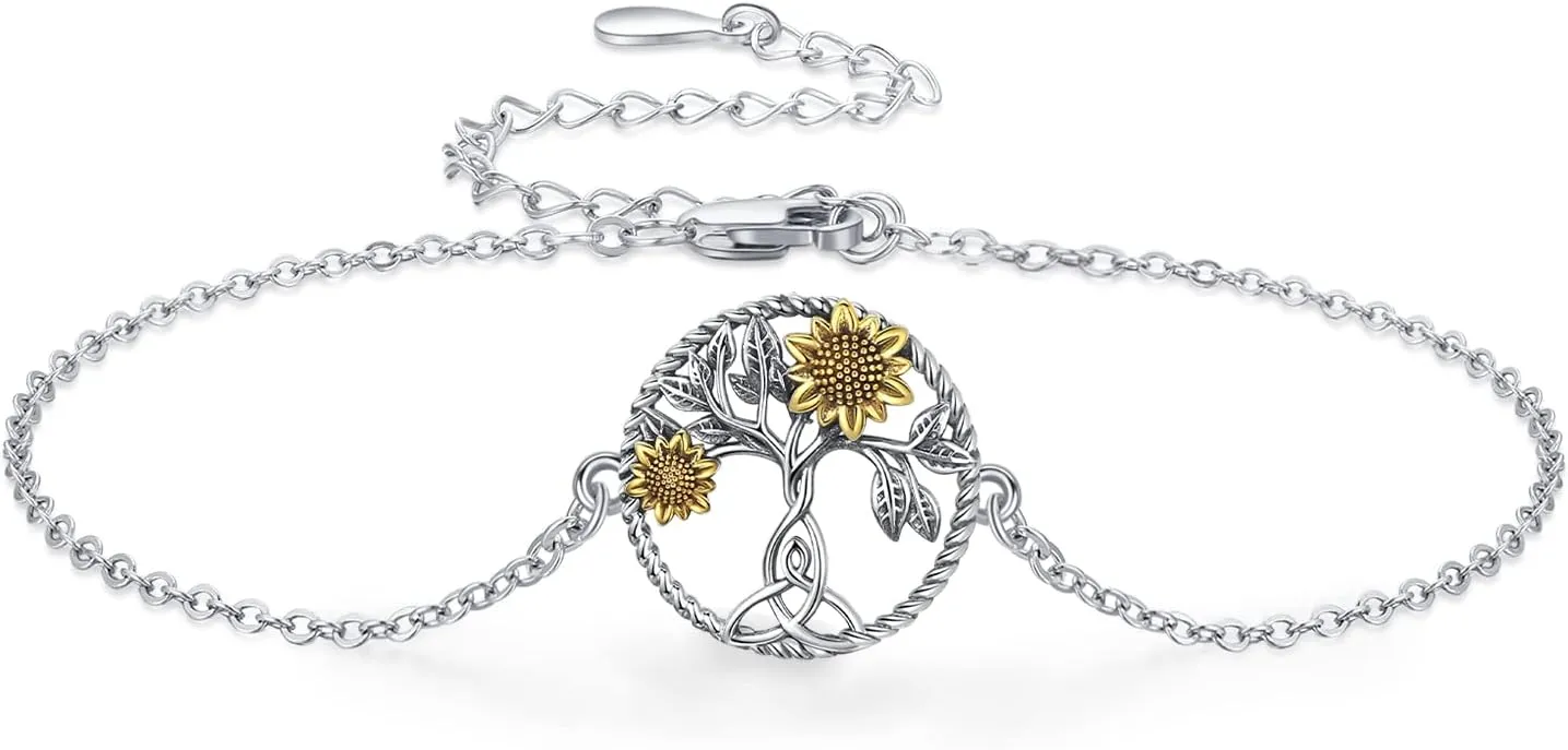 Axolotl/Panda/Raccon/Sunflower Bracelet for Women Girls 925 Sterling Silver Adjustable You are My Sunflower Wrist Bracelet Jewelry For Daughter Friends Birthday Gift