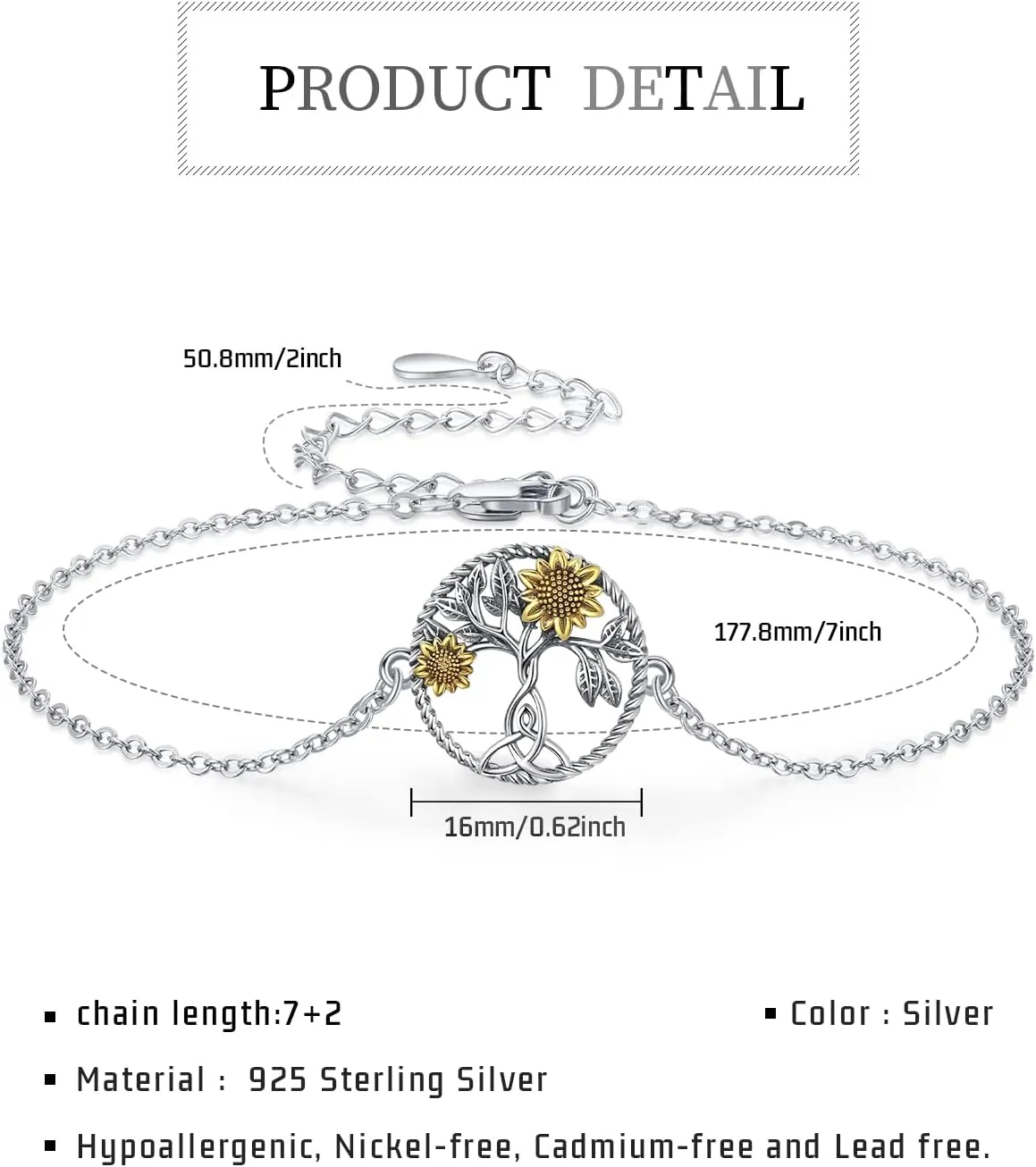 Axolotl/Panda/Raccon/Sunflower Bracelet for Women Girls 925 Sterling Silver Adjustable You are My Sunflower Wrist Bracelet Jewelry For Daughter Friends Birthday Gift