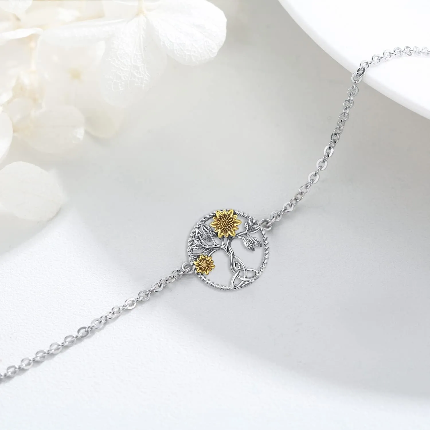 Axolotl/Panda/Raccon/Sunflower Bracelet for Women Girls 925 Sterling Silver Adjustable You are My Sunflower Wrist Bracelet Jewelry For Daughter Friends Birthday Gift