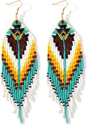 Beaded Tassel Dangling Earrings For Women,Boho Long Festive Jewelry Design Drop Summer jewelry Gifts.