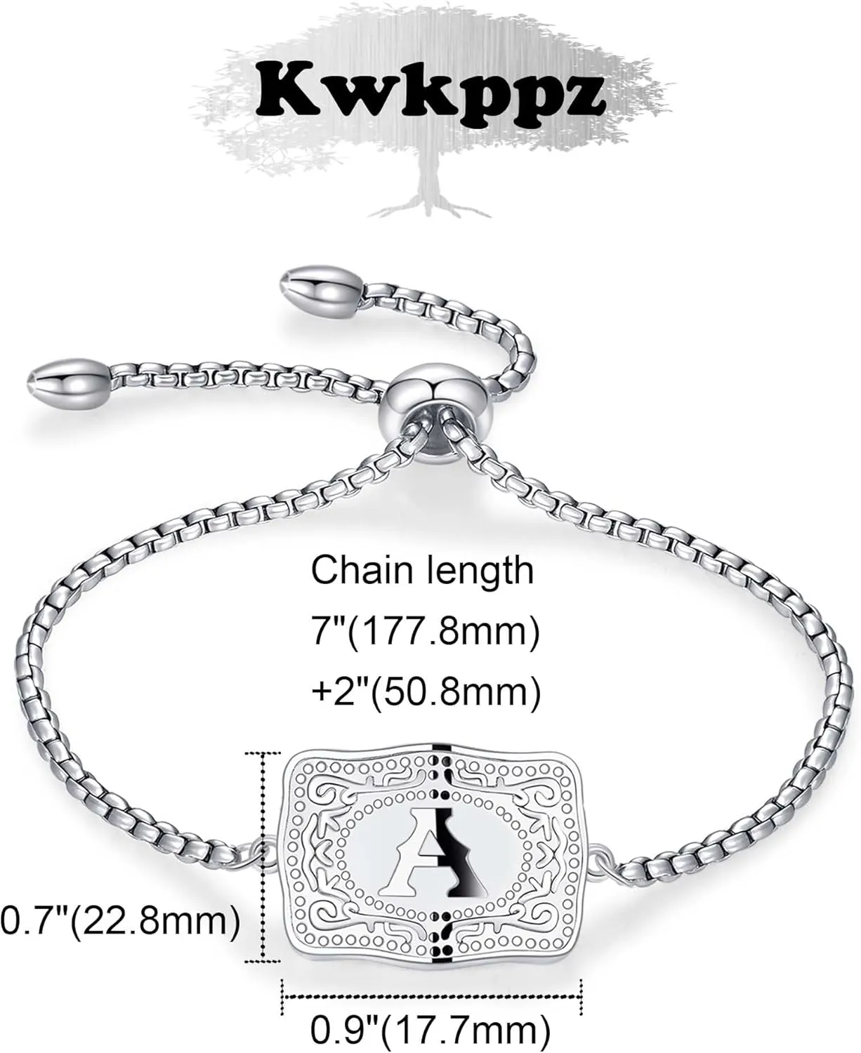 Belt Buckle Initial Bracelet for Women, 18K Gold/Silver Plated Belt Buckle Initial A-Z Bracelet, Unique Western Style Jewelry Gifts for Women Men