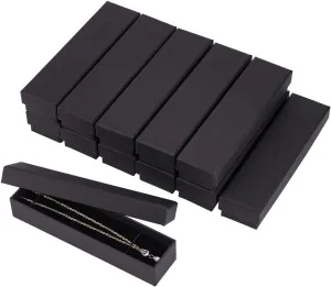 BENECREAT 12 Pack Black Necklace Cardboard Jewellery Box 7x1.7x1.3" Kraft Paper Box Long Jewellery Gift Box with Sponge for Necklace Jewelry, Valentine's Gift Packaging