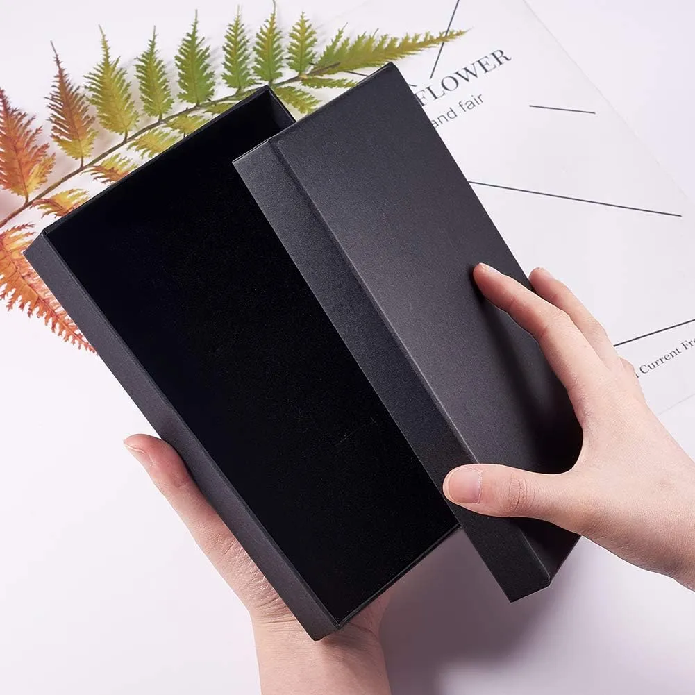 BENECREAT 6 Pack Black Necklace Ring Gift Box 20x13x3cm Rectangle Cardboard Jewellery Boxes Kraft Paper Box with Sponge for Necklace, Earring, Stud