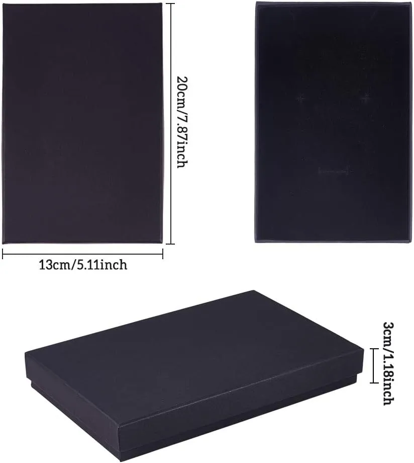 BENECREAT 6 Pack Black Necklace Ring Gift Box 20x13x3cm Rectangle Cardboard Jewellery Boxes Kraft Paper Box with Sponge for Necklace, Earring, Stud