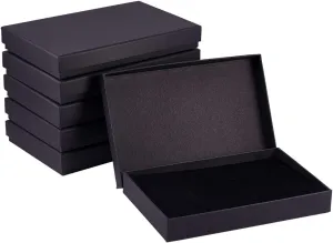 BENECREAT 6 Pack Black Necklace Ring Gift Box 20x13x3cm Rectangle Cardboard Jewellery Boxes Kraft Paper Box with Sponge for Necklace, Earring, Stud