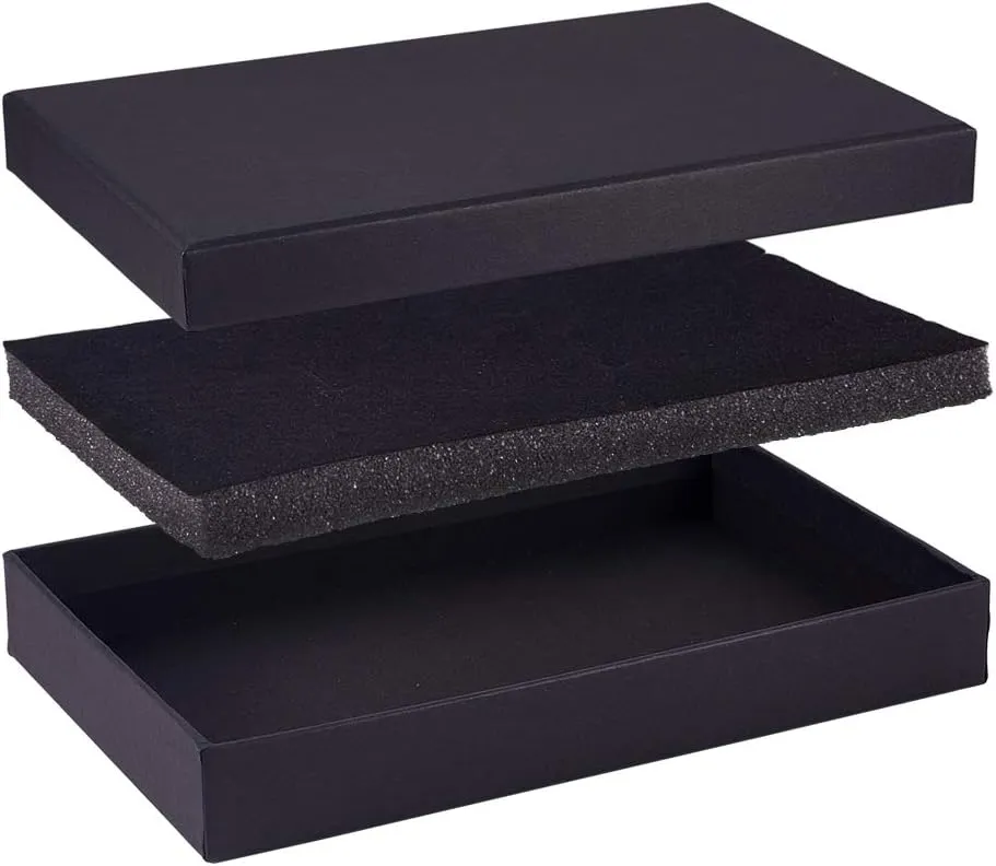 BENECREAT 6 Pack Black Necklace Ring Gift Box 20x13x3cm Rectangle Cardboard Jewellery Boxes Kraft Paper Box with Sponge for Necklace, Earring, Stud