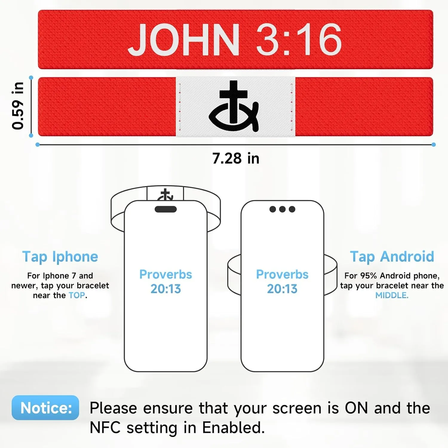 Bible Verse Bracelet, Wearable Scripture Bracelets Jesus Bracelet for Spiritual Enrichment, Bible Verse Tapped via Smartphone, Christian Bracelet for Women, Men and Teens