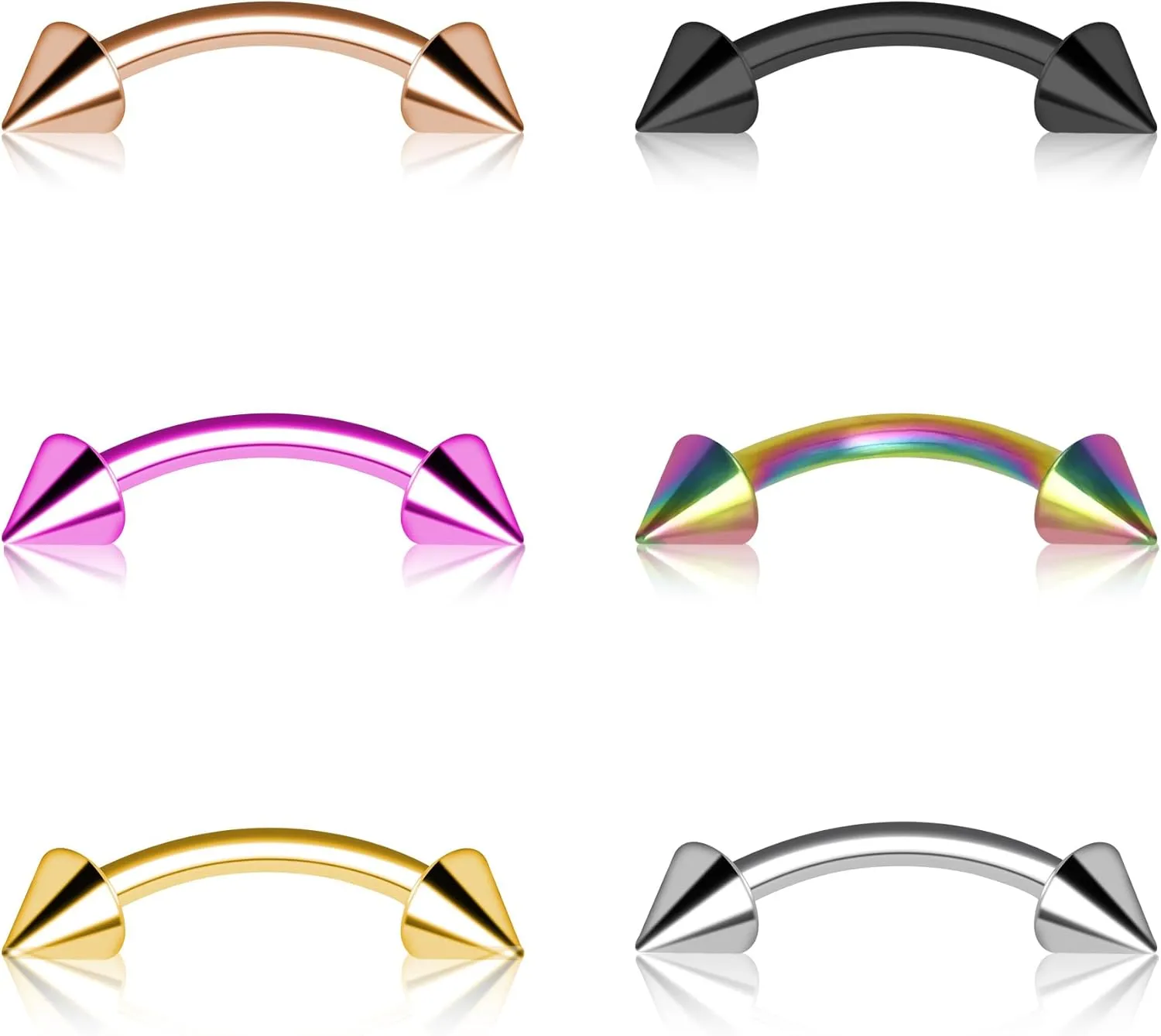 BLISI G23 Solid Titanium Eyebrow Piercing Jewelry, Multi-color Eyebrow Rings 16G Curved Barbell,10mm Tiny Vertical Labret Lip Jewelry Rook Piercing Jewelry for Women and Men