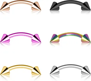 BLISI G23 Solid Titanium Eyebrow Piercing Jewelry, Multi-color Eyebrow Rings 16G Curved Barbell,10mm Tiny Vertical Labret Lip Jewelry Rook Piercing Jewelry for Women and Men