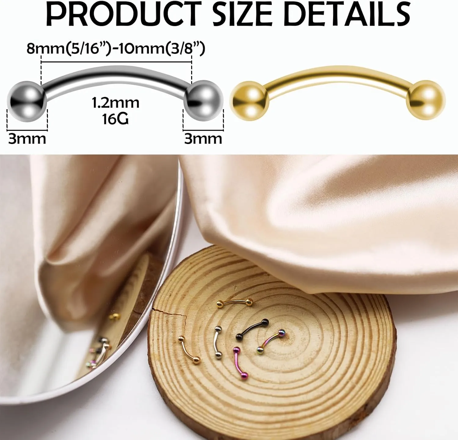 BLISI Titanium Septum Rings - 6pcs ASTM F136 Titanium Septum Jewelry 16G Nose Rings Hoop Helix Daith Cartilage Tragus Earrings 8mm 10mm in Silver, Gold, Rose Gold, Black, Pink, Rainbow, Blue, Green