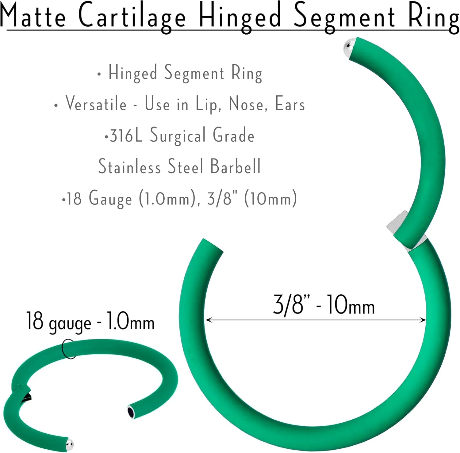 Body Candy Segment Hoop Rings 18 Gauge 316l Surgical Steel Lip Ring Cartilage