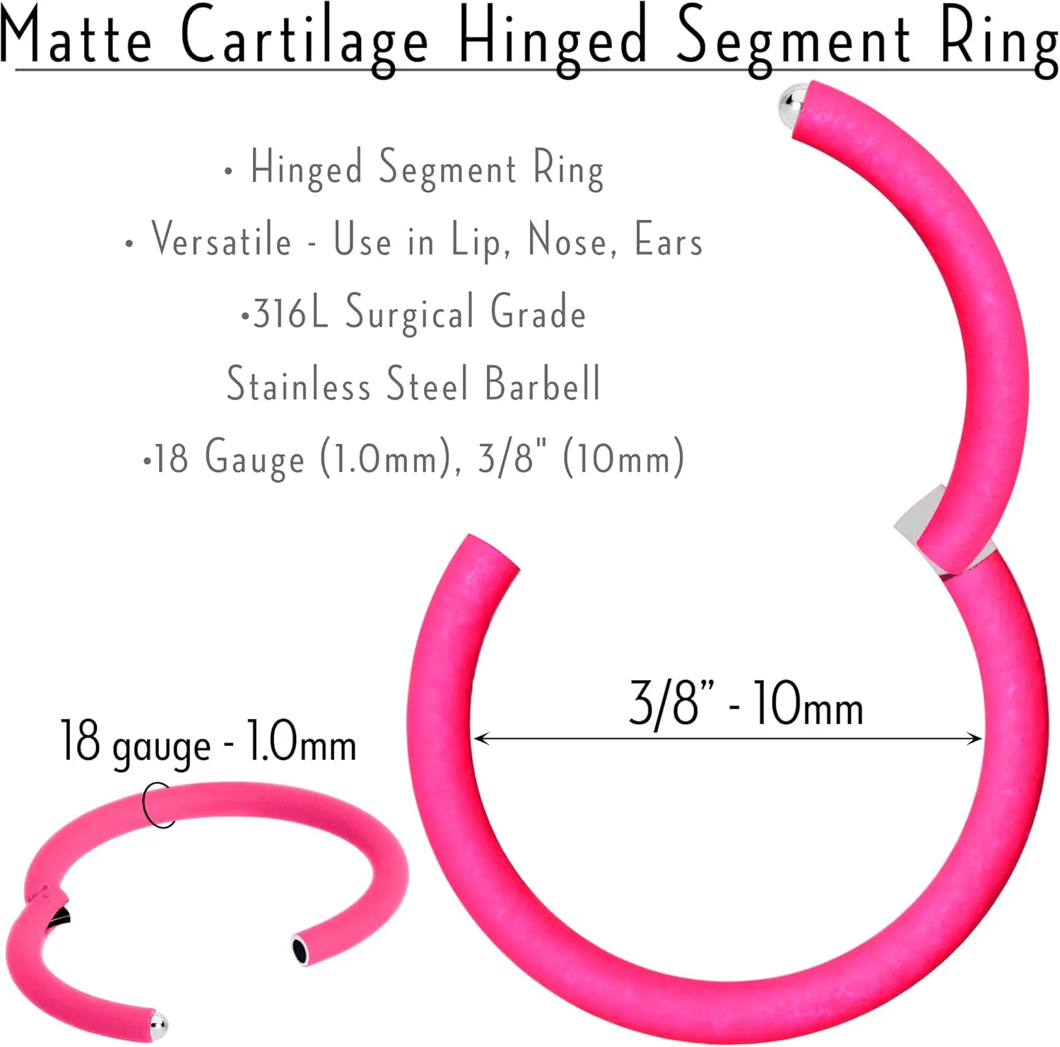 Body Candy Segment Hoop Rings 18 Gauge 316l Surgical Steel Lip Ring Cartilage