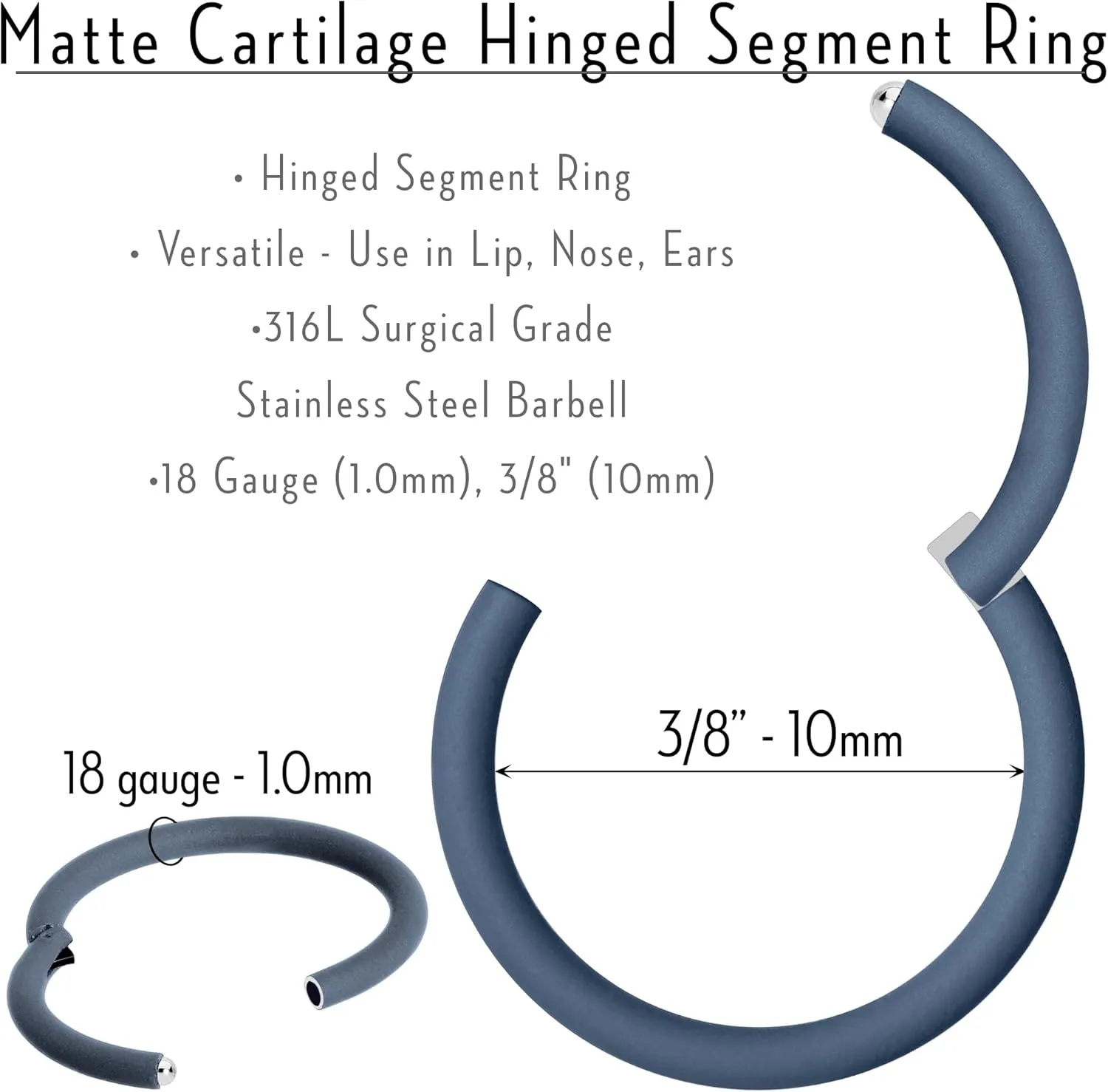 Body Candy Segment Hoop Rings 18 Gauge 316l Surgical Steel Lip Ring Cartilage