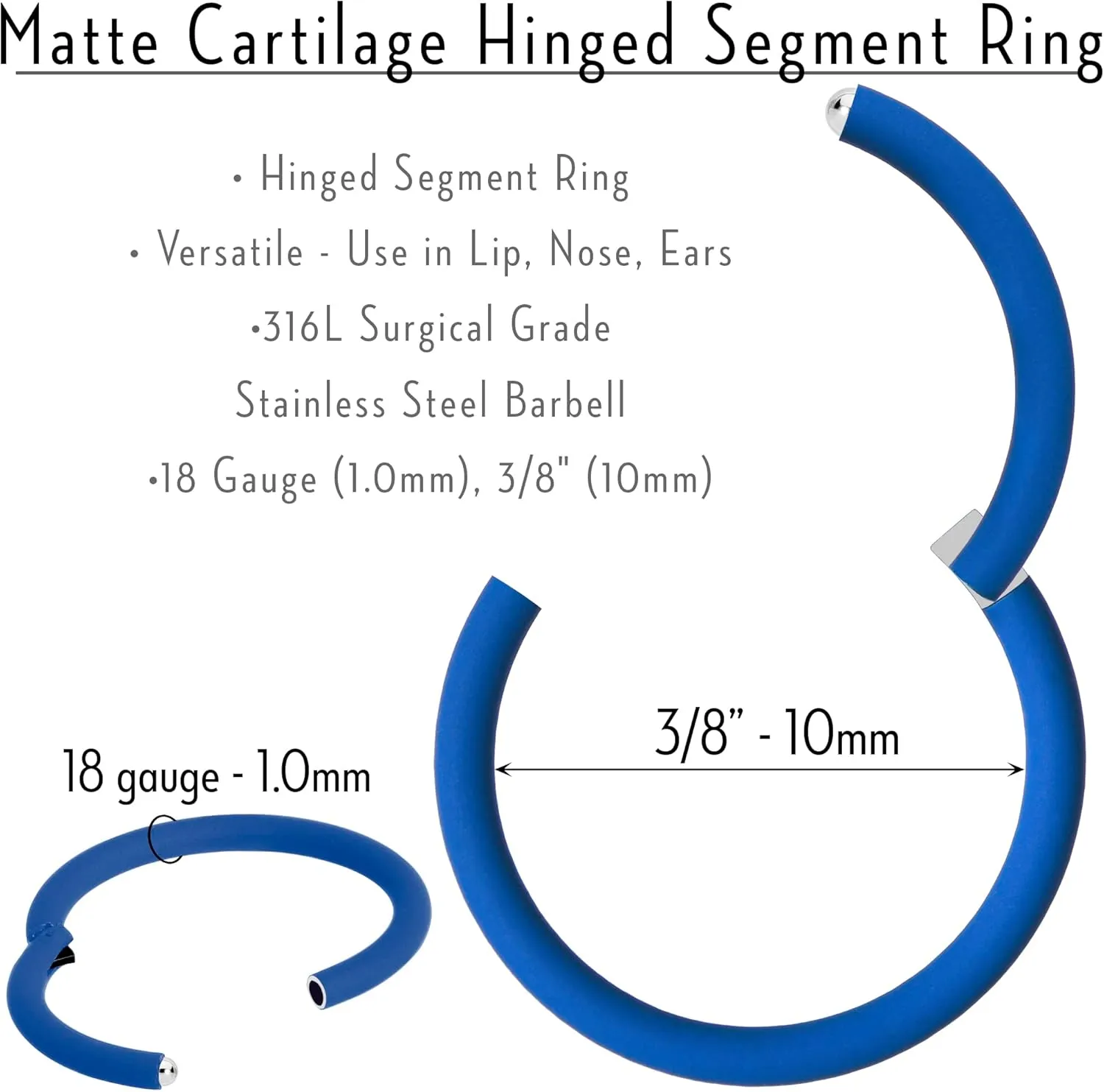 Body Candy Segment Hoop Rings 18 Gauge 316l Surgical Steel Lip Ring Cartilage