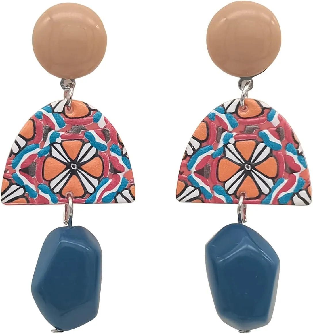 Boho Vintage Ethnic Style Round Earrings for Women, Dangle Drop Earrings, Studs Daily Jewelry Valentine's Day Gifts