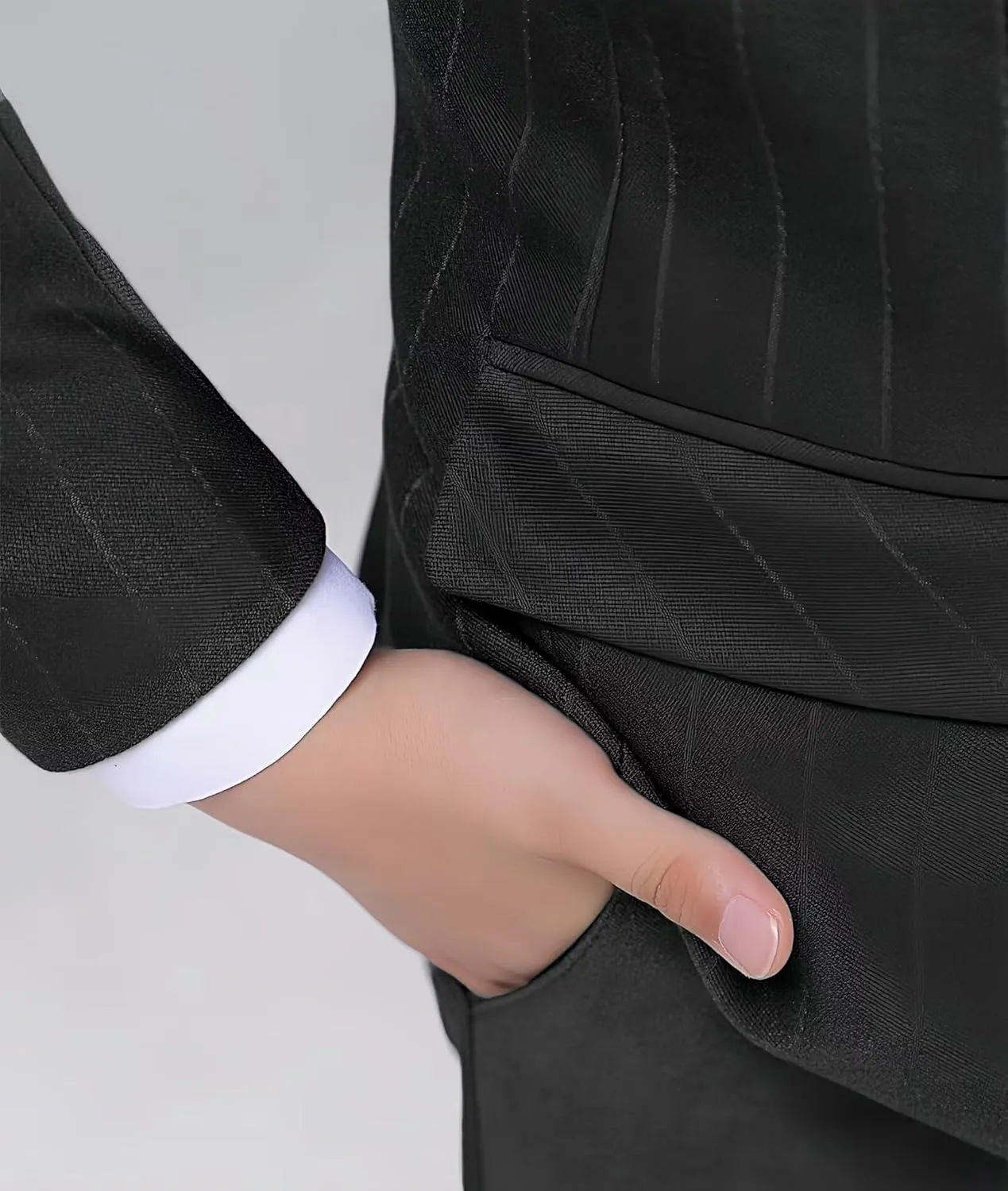 Boys Pinstripe Suits Kids Wedding Bearer Outfit Toddler Boy Communion Clothes Easter Formal Suit Set with Shirt and Tie