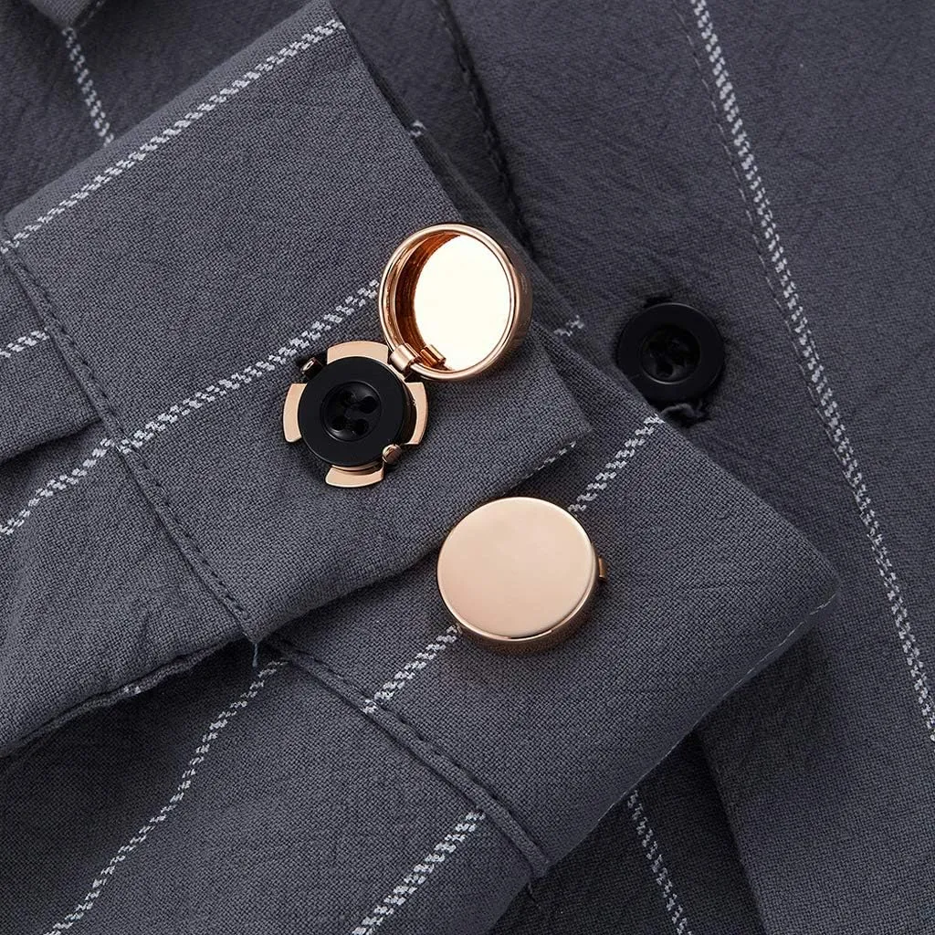 Brass Round Cuff Button Cover 1 Pair Imitation Cuff Links Cufflinks for Men's Wedding Formal Shirt