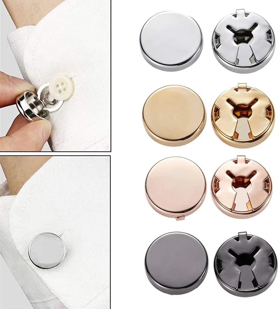 Brass Round Cuff Button Cover 1 Pair Imitation Cuff Links Cufflinks for Men's Wedding Formal Shirt