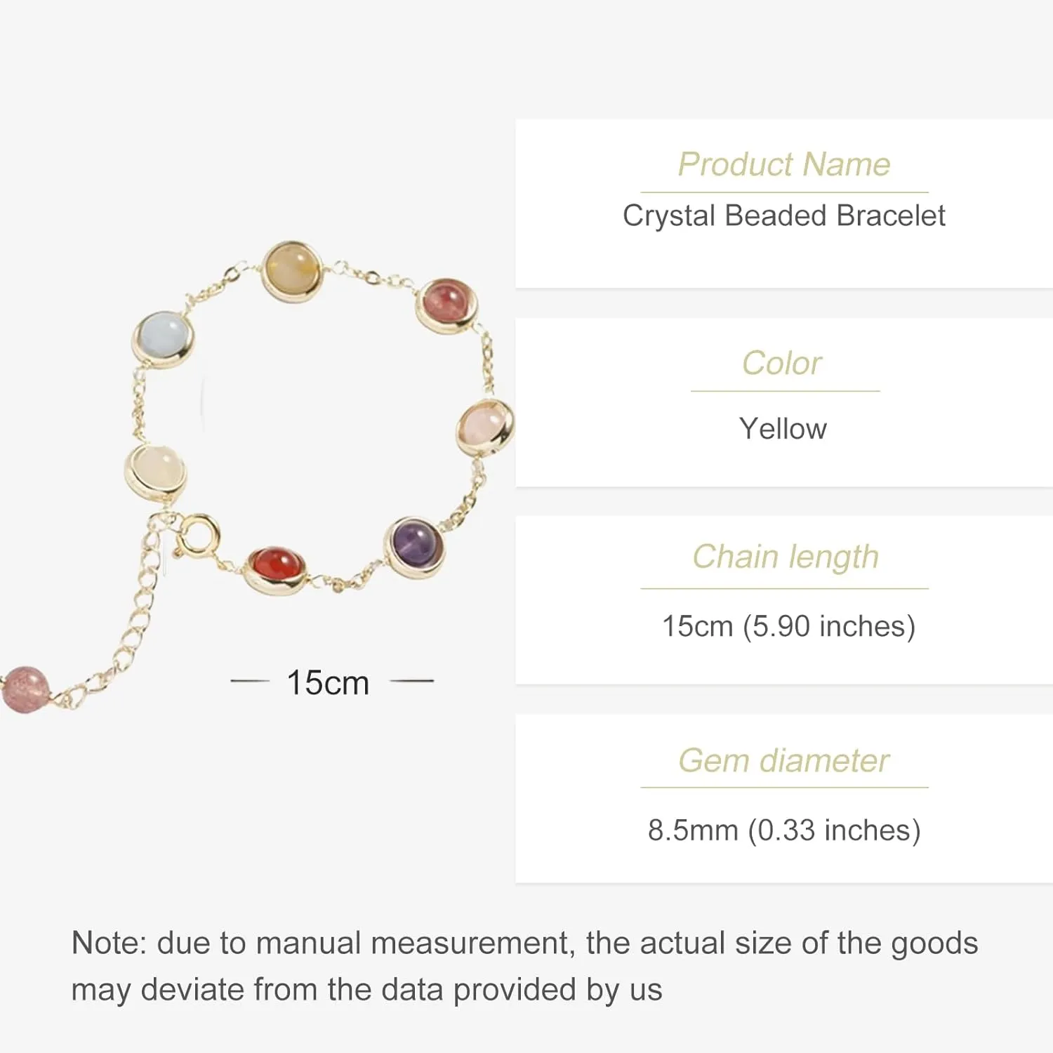 Bright 14K Gold Crystal Beaded Bracelet, Sparkling Round Cut Bracelet with Colorful Gemstone Beads, Best Gift Choice for Birthdays, and Special Celebrations