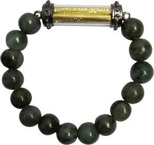 Buddha Amulet Pendant Natural Green Jade Bracelets Magic Holy for Men Women Charms Arjan Nu Kanpai Yantra 5 Rows Gold Thai Bring Prosperity Luck Success in Life Flourishing Trade Health