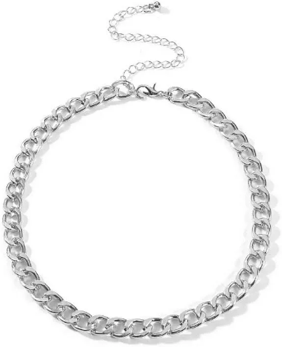 Cathercing Women Chain Choker Necklace Big Link Necklace for Women Trendy Jewelry Necklaces Chains Punk (silver)