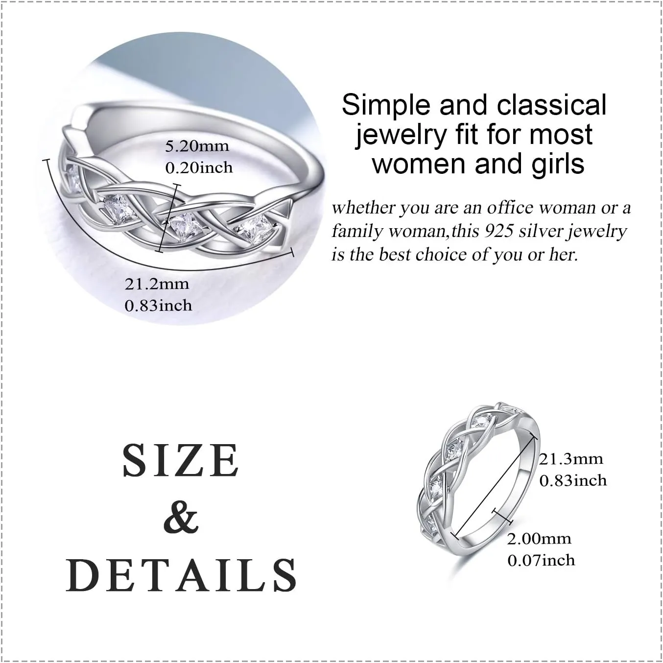Celtic Ring Sterling Silver Simple Criss Cross Knot Ring Wedding Band Celtics Jewelry Christmas Gifts for Women Her Girlfriend Wife