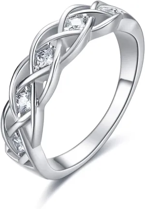 Celtic Ring Sterling Silver Simple Criss Cross Knot Ring Wedding Band Celtics Jewelry Christmas Gifts for Women Her Girlfriend Wife