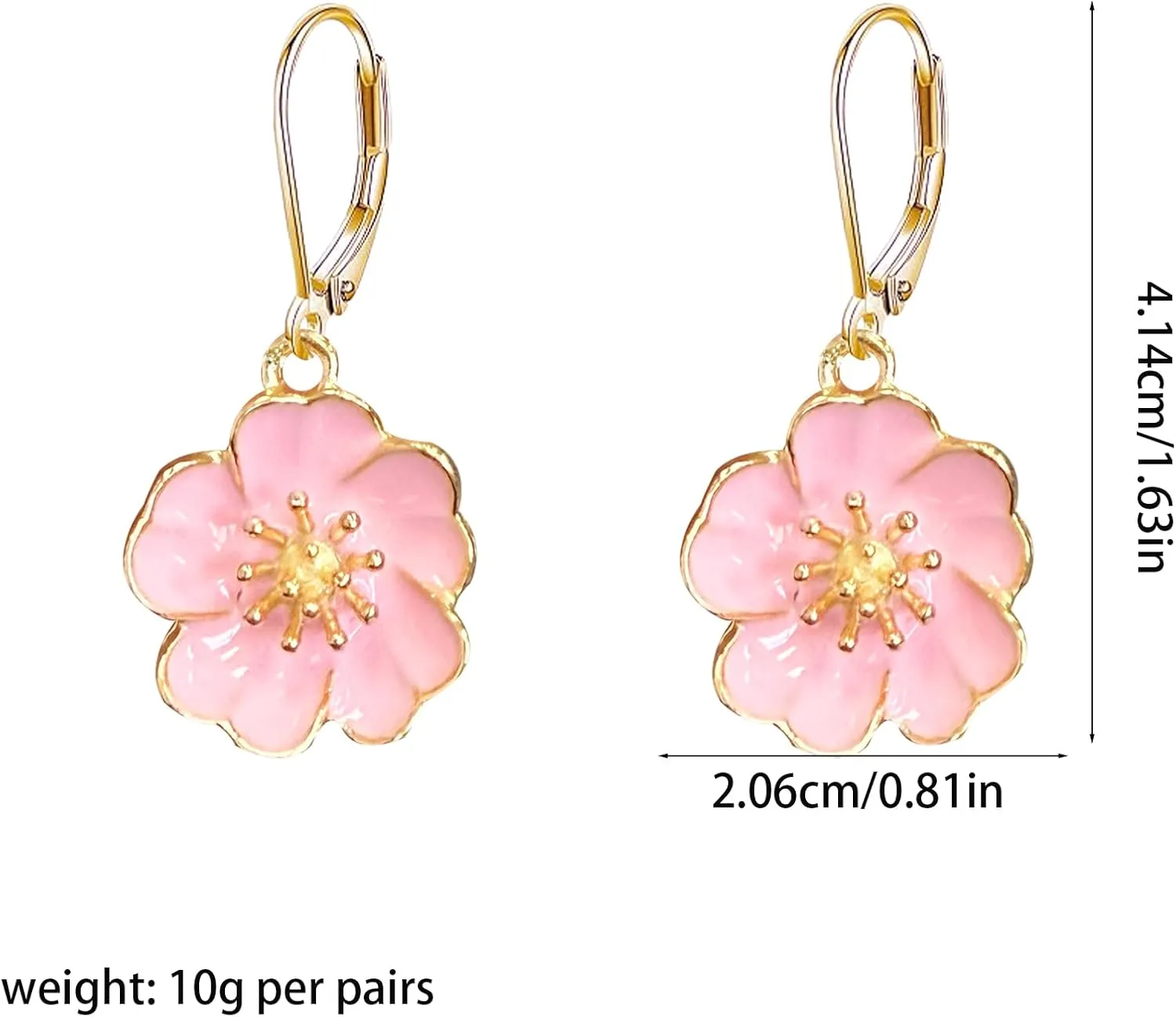 Cherry Blossom Enamel Flower Earrings Delicate Pink Floral Hoop Hugggie Earrings for Women Handcrafted Enamel Art Jewelry