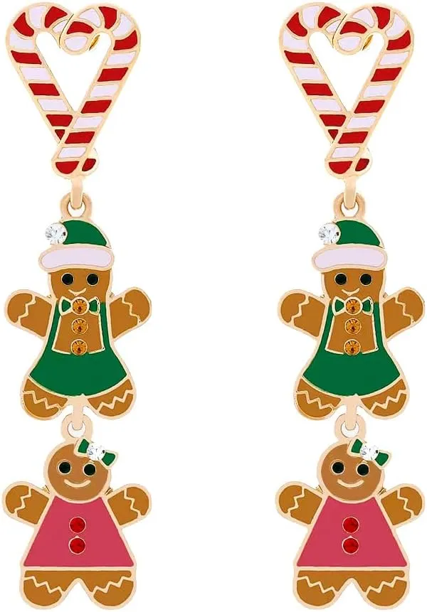 Christmas Earrings for Women Cute Gingerbread Man Studs Christmas Tree Reindeer Dangle Drop Earrings hypoallergenic Party Festival Holiday Jewelry Gift
