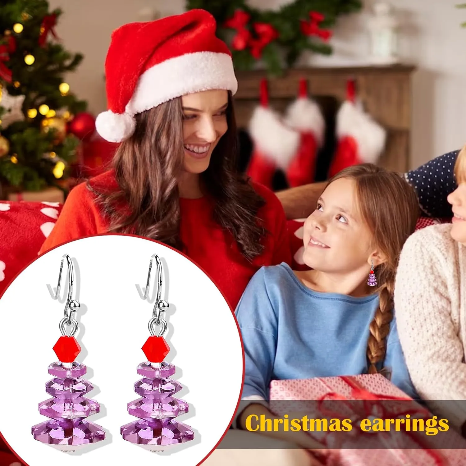 Christmas Earrings for Women Pink Christmas Tree Earrings Christmas Santa Claus Elk Bowknot Bell Dangle Earrings Holiday Earrings Trendy Stuff Christmas Gift 2024