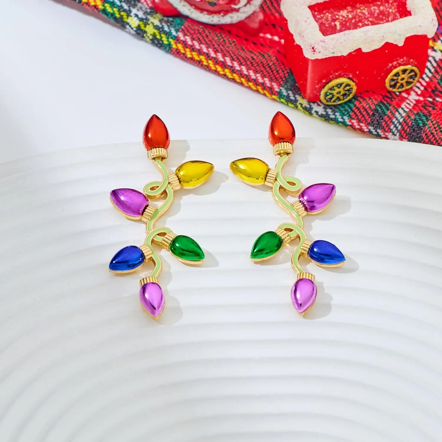 Christmas Earrings for Women Rhinestone Chritsmas Tree, Snowflake, Wreath, Colorful Light Bulb, Deer Earrings Holiday Festival Costume Jewelry