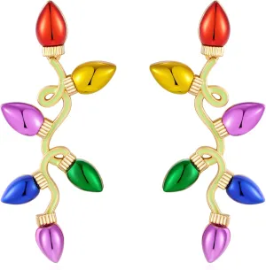 Christmas Earrings for Women Rhinestone Chritsmas Tree, Snowflake, Wreath, Colorful Light Bulb, Deer Earrings Holiday Festival Costume Jewelry