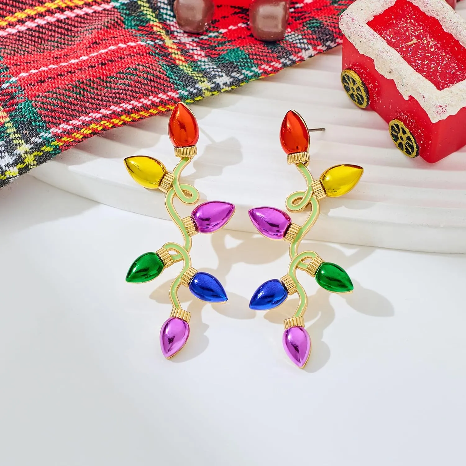 Christmas Earrings for Women Rhinestone Chritsmas Tree, Snowflake, Wreath, Colorful Light Bulb, Deer Earrings Holiday Festival Costume Jewelry