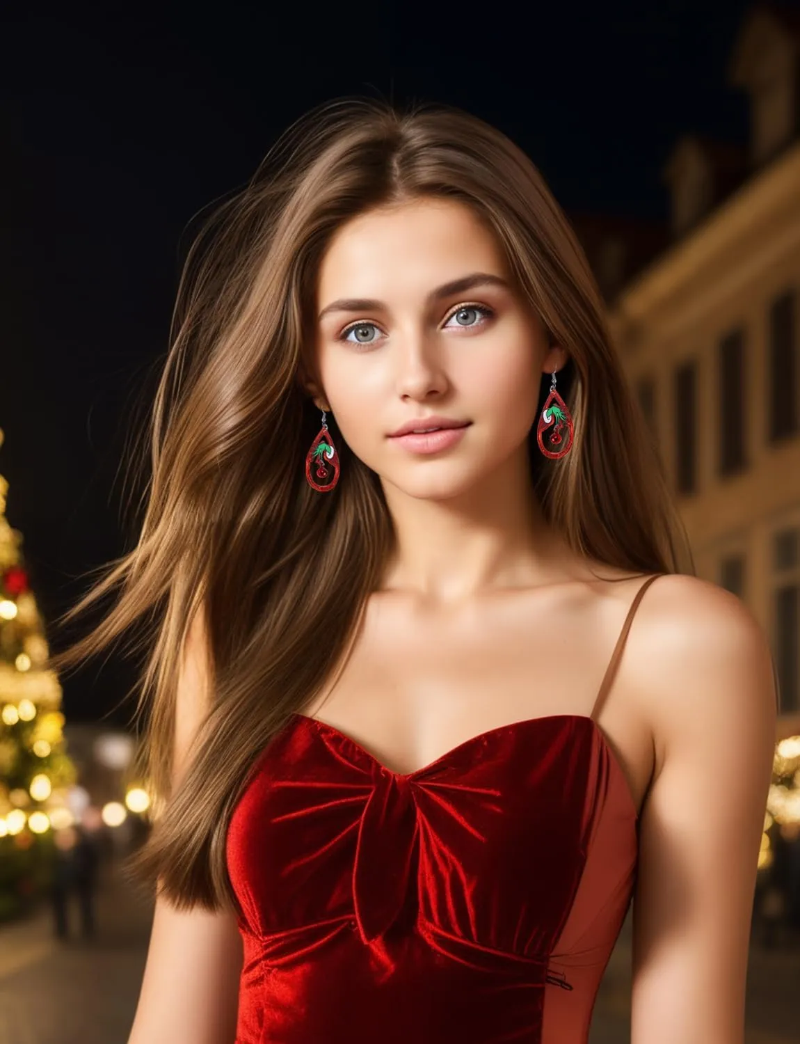 Christmas Red White Green Earrings Gift Holiday Earrings for Women