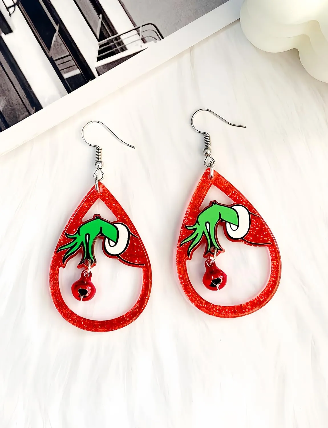 Christmas Red White Green Earrings Gift Holiday Earrings for Women