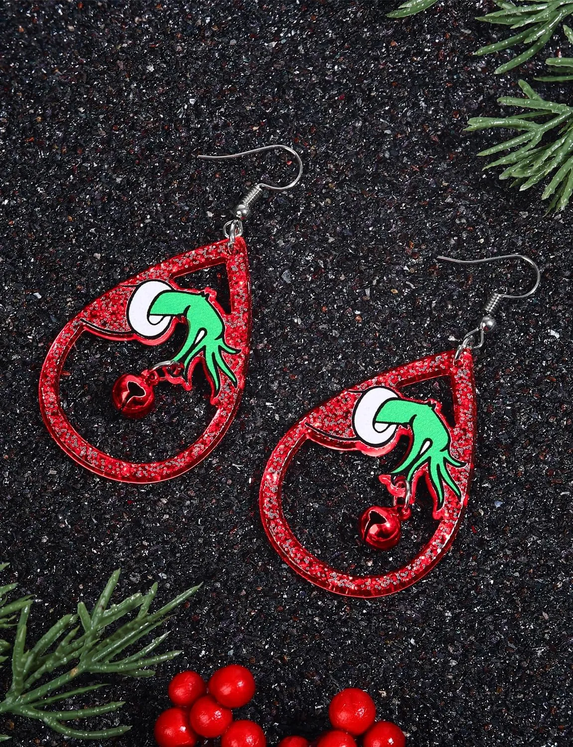 Christmas Red White Green Earrings Gift Holiday Earrings for Women